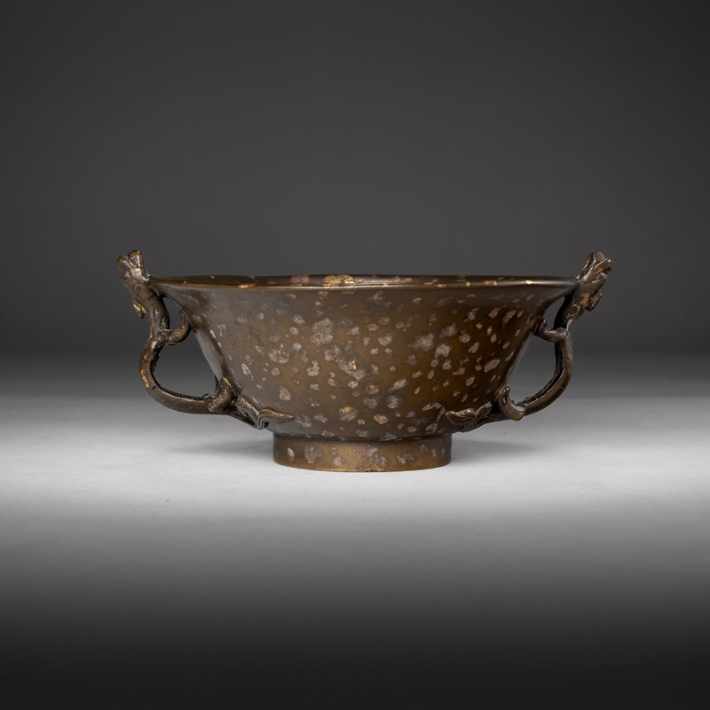 Splashed Bronzes A chinese gold-splashed bronze two-handled 'chilong' bowl | Woolley and ...