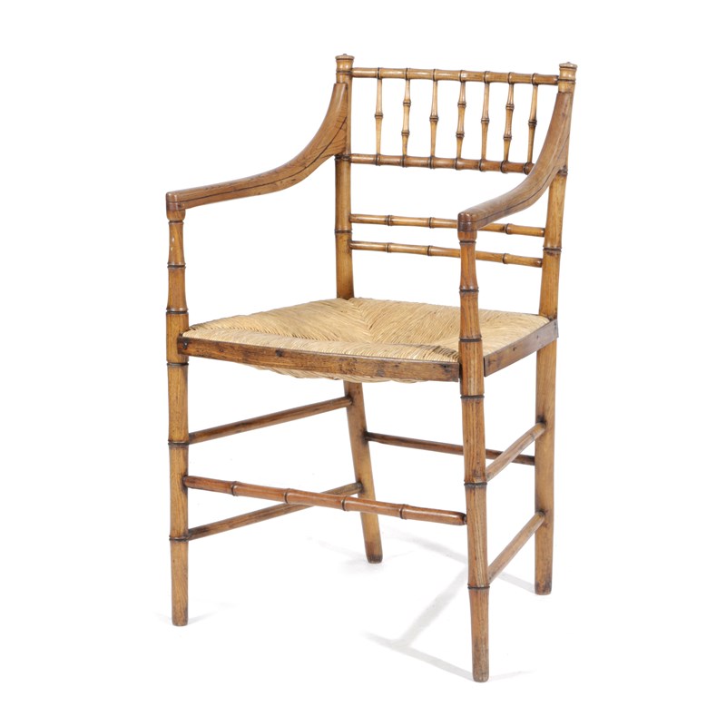 A regency ash faux bamboo armchair Woolley and Wallis