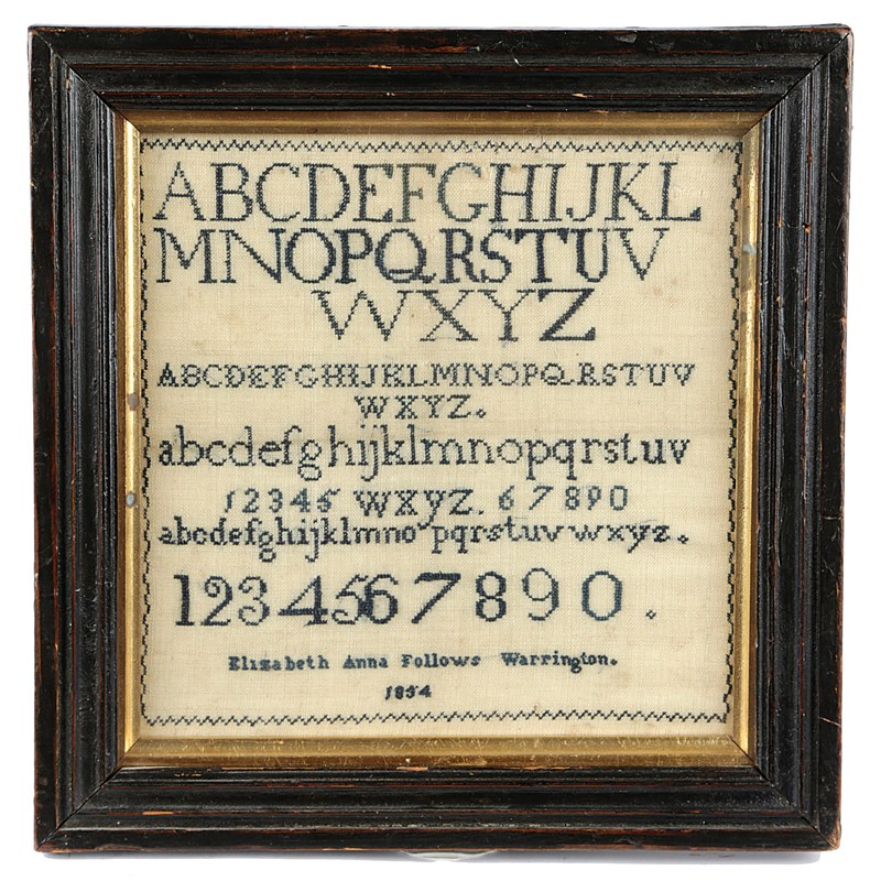 An early victorian needlework quaker ackworth school sampler | Woolley ...