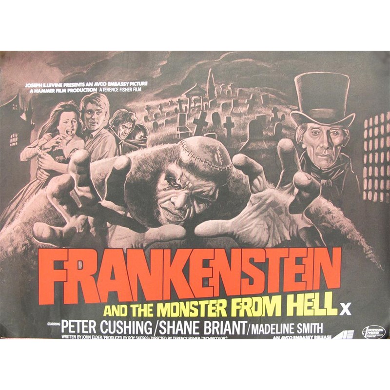 'frankenstein And The Monster From Hell' A British Quad Film Poster 