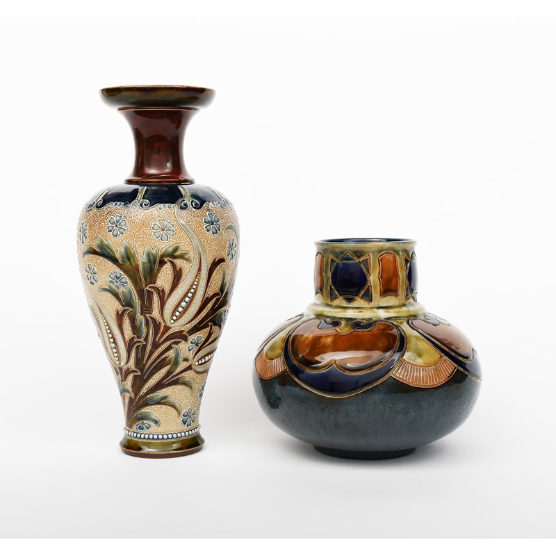 An art nouveau doulton lambeth stoneware vase by eliza simmance, made