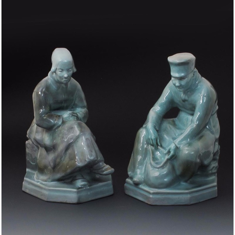 A pair of picardy peasant pottery figures designed by phoebe stabler ...