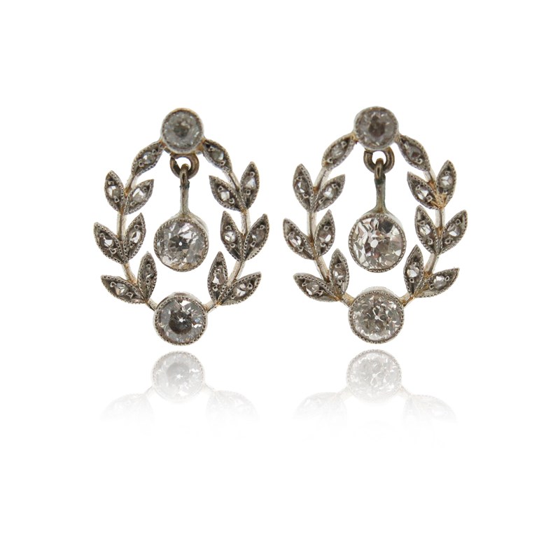 A pair of belle epoque diamond earrings | Woolley and Wallis