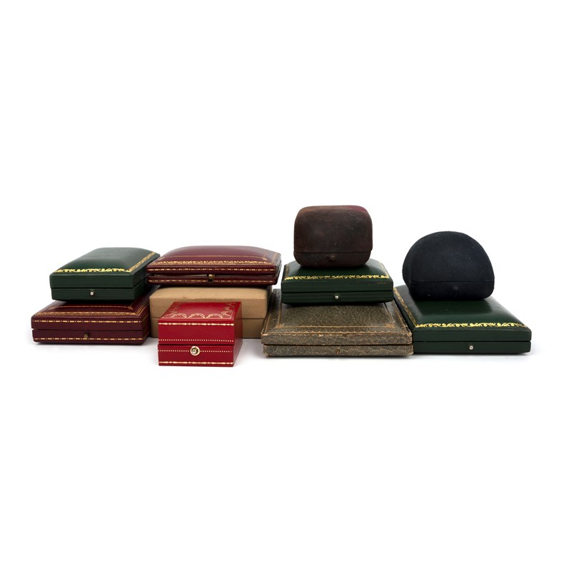Ten jewellery cases, comprising: three cases stamped guild of ...