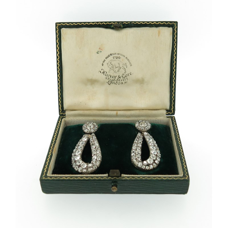 A pair of late george iii diamond drop earrings | Woolley and Wallis