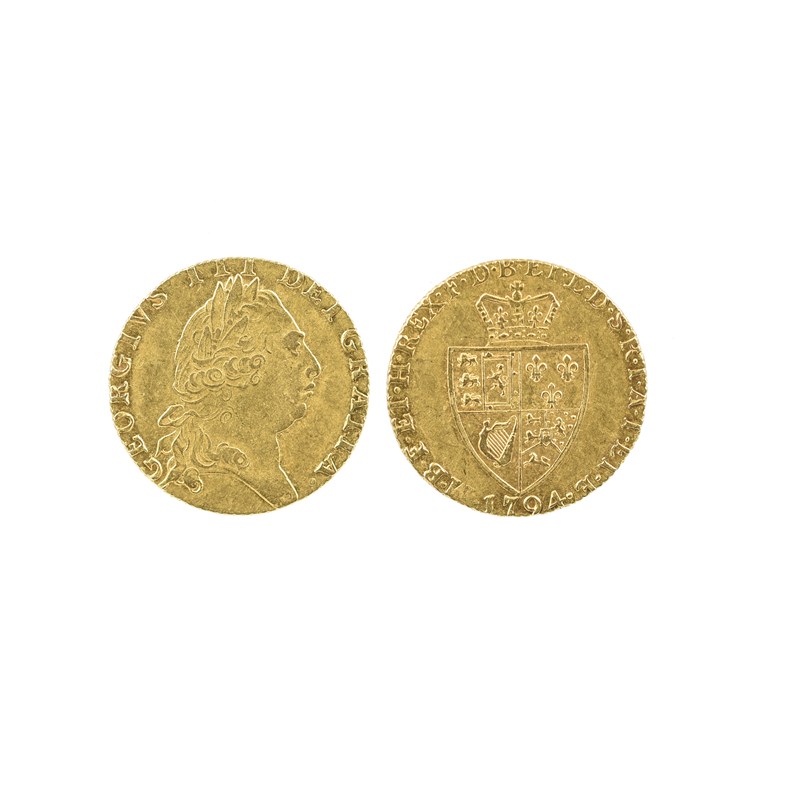 George iii, gold guinea, 1794, fifth head, rev. 'spade' type shield (s ...