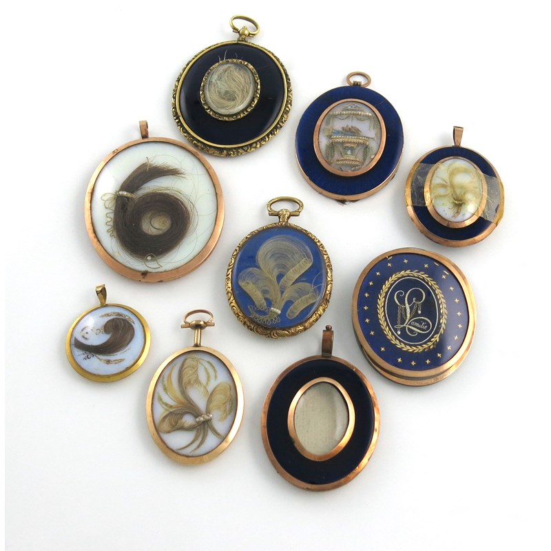 Λa collection of nine late 18th / early 19th century locket / portrait ...