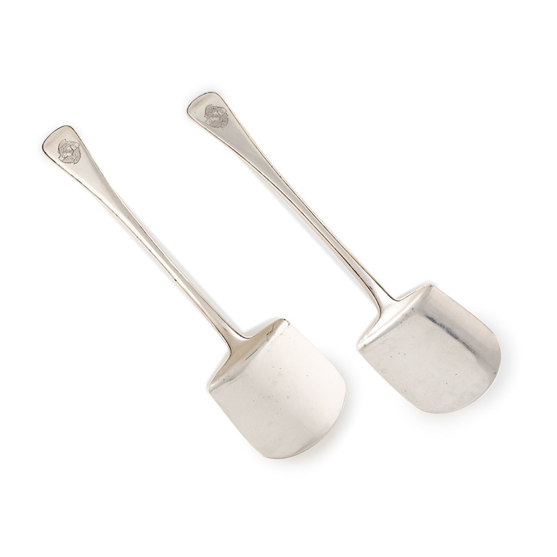 A pair of george iii silver old english thread pattern ice cream spades ...