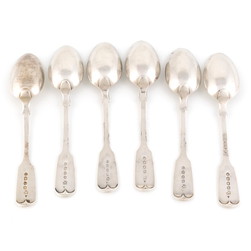 A set of six victorian west country silver fiddle pattern teaspoons ...