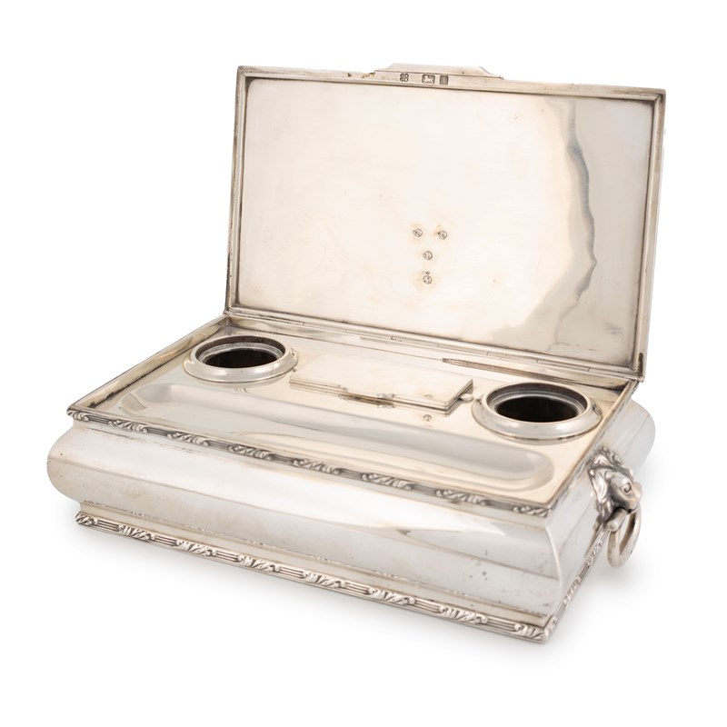 An edwardian royal presentation silver inkstand, | Woolley and Wallis