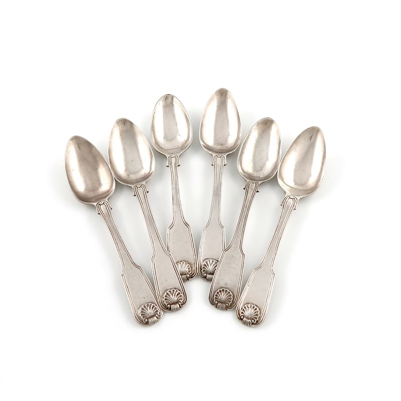 A set of six early 19th century colonial silver fiddle | Woolley and Wallis
