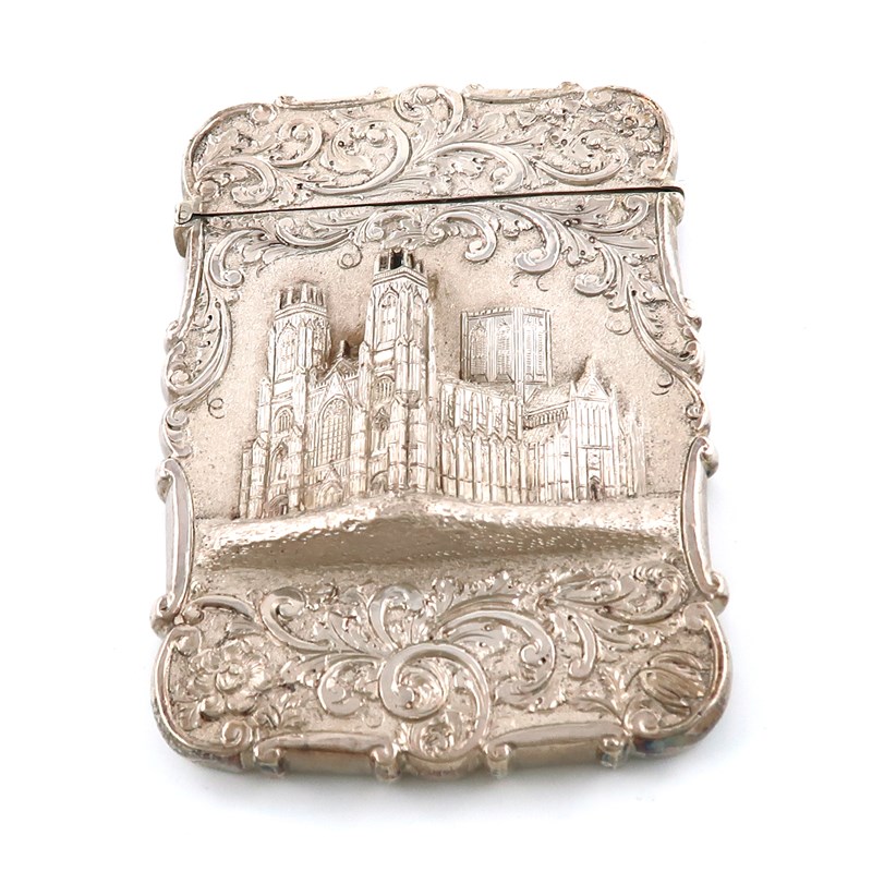 An early-victorian silver 'castle-top' card case, york minster ...