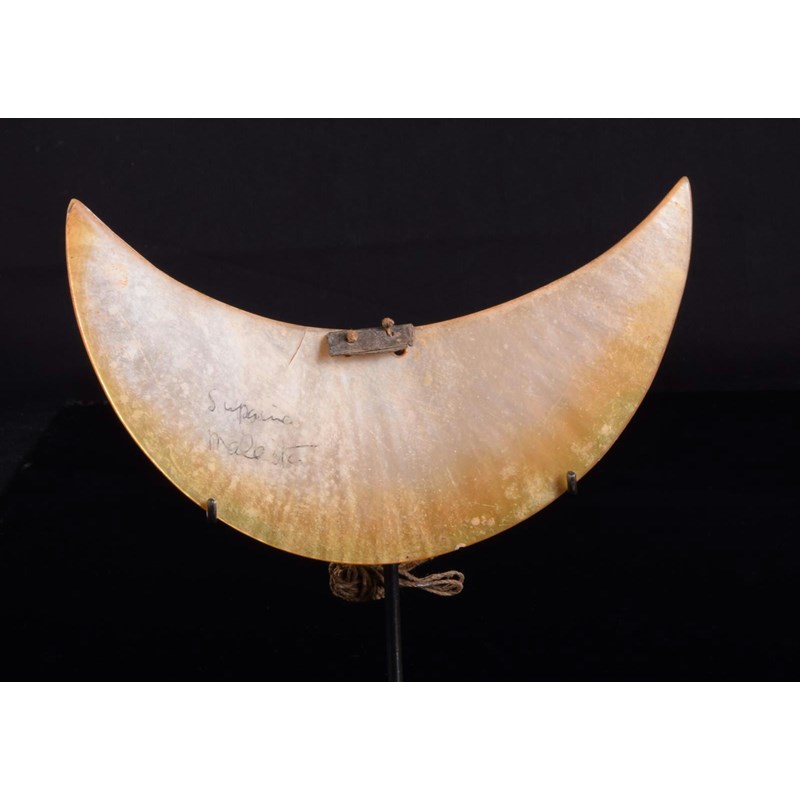 Two solomon islands shell crescent shape pendants | Woolley and Wallis