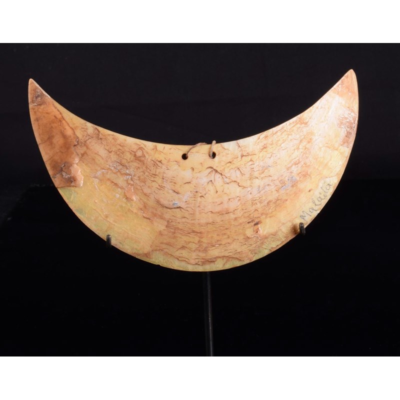 Two solomon islands shell crescent shape pendants | Woolley and Wallis